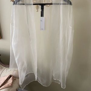 Eileen Fisher Washed Silk Organza Long Kimono Jacket  Size M    New w/tags